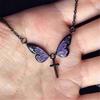 Elegant Butterfly Crosses Pendant Necklace Alloy Neckchain Fashion Accessory For Daily Wear Special Occasions