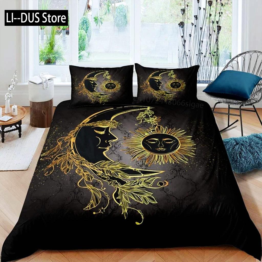 Mandala povlak na peřinu Žluté Slunce Měsíc Bohemský Exotický Dvoulůžkový povlečení Sada Povlečení Pro Teenagery Polyester Dvojité Královna Král Povlak na přikrývku