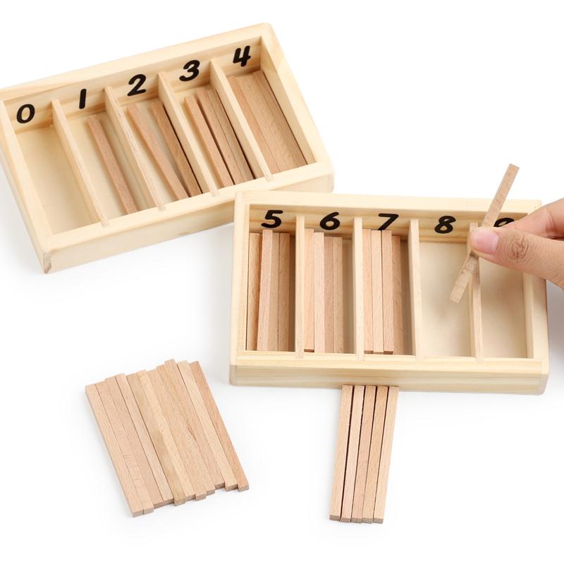 Wood Spindle Box Mathematics Teaching Math Toys, Materials for Preschool Birthday Gifts 3 Years Old Homeschool
