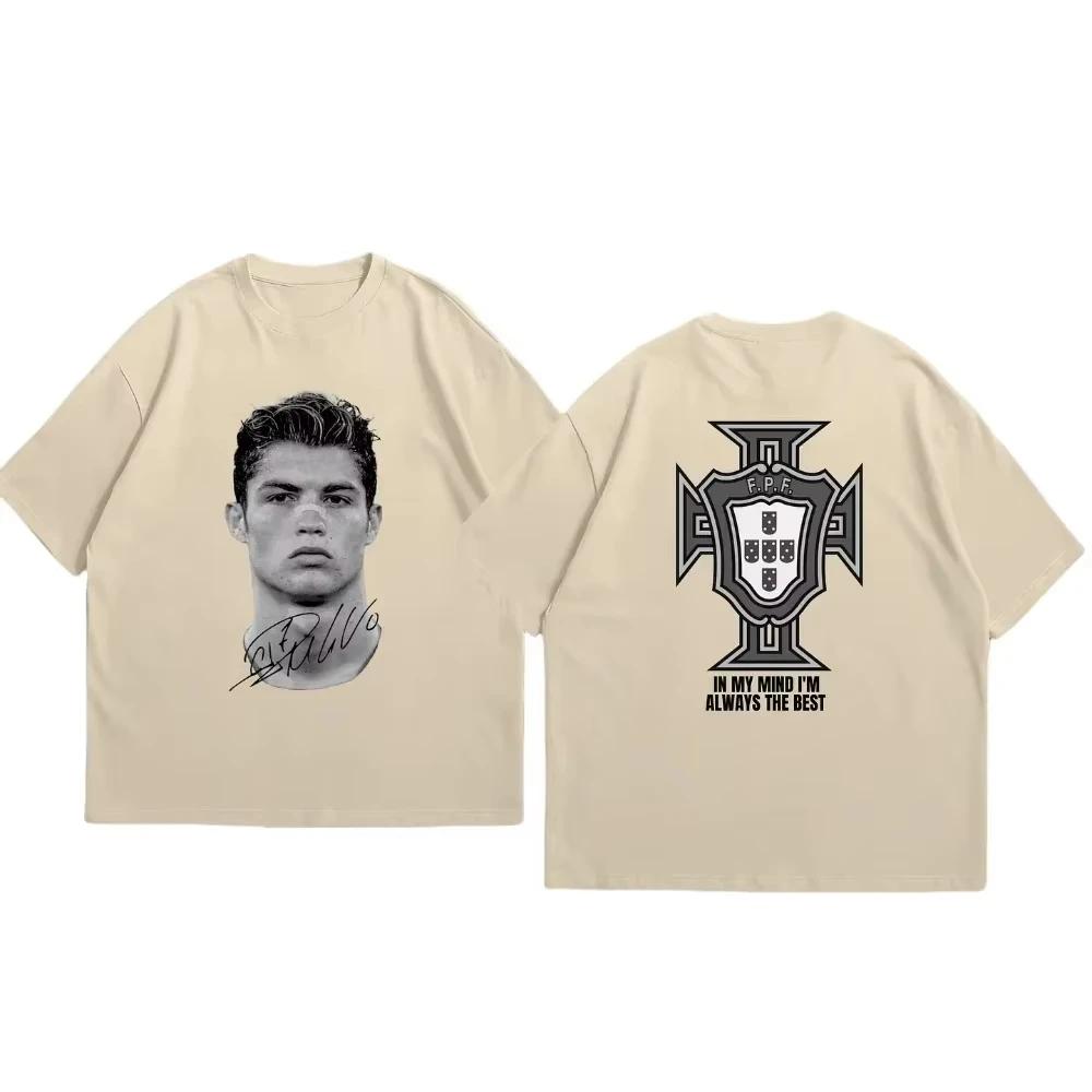 Cristiano Ronaldo Soccer Superstar Super Fashion Print Short Sleeve Cotton Tshirt Unisex and Women Worn American Style T Shirt