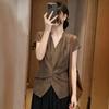 Premium black V-neck kink short-sleeved shirt women's summer large size fat MM slim top A-