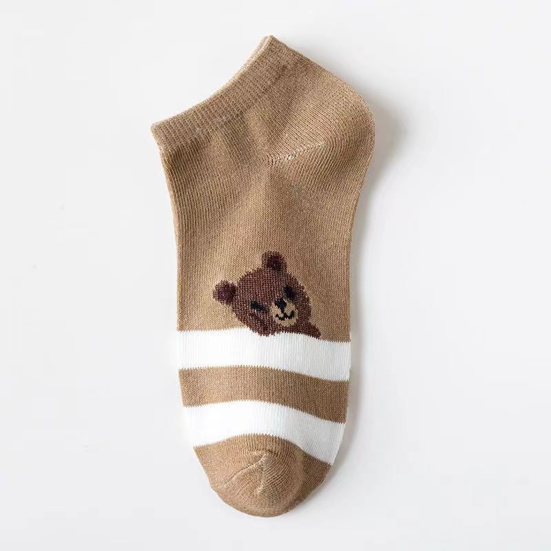 Ladies Spring and Summer Thin New Katong Bear Breathable Low Help Shallow Mouth Invisible Socks