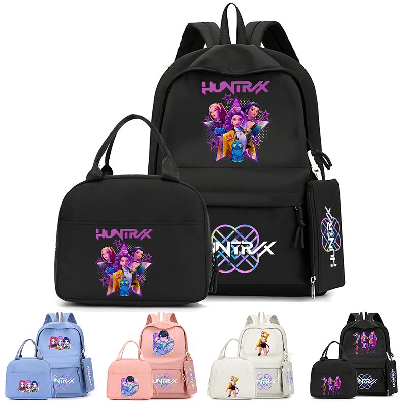 4-teiliges/Set Cartoon K-Pop bedruckter Rucksack mit Federmäppchen Handtasche für Teenager Schüler Junge Mädchen Schultasche Schultasche Große Kapazität Reisetasche Mochila