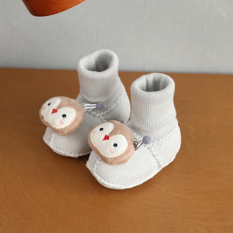 Buty Jesień/Zima dla Niemowląt i Małych Dzieci: Ciepłe, Bawełniane, Antypoślizgowe, Wzór Kreskówkowy, Wiatroszczelne, dla Dzieci w Wieku 0-1 Lat
