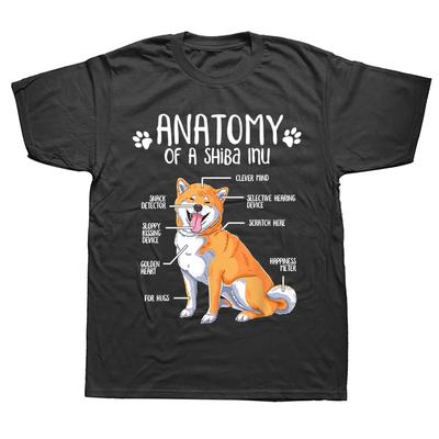 T-shirts Drôles Anatomie Shiba Inu Amoureux des Chiens Graphiques Coton Streetwear Manches Courtes Cadeaux d'Anniversaire T-shirt d'Été Vêtements pour Hommes