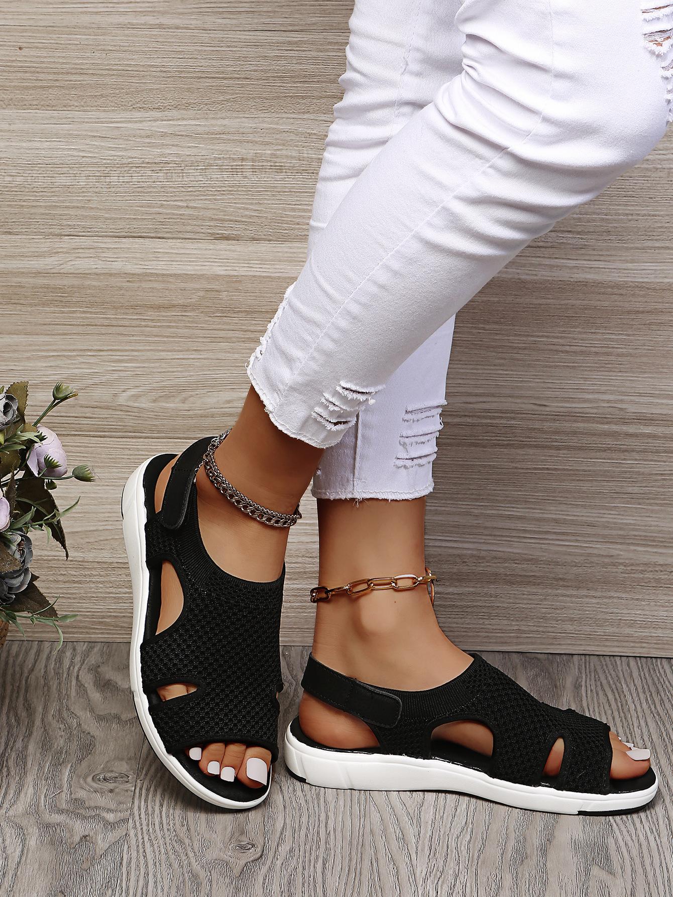 European and American summer sandals large size breathable elastic webbing platform sandals casual sandals 35