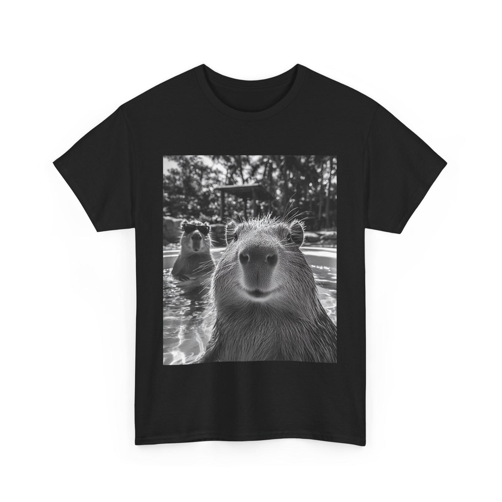 Cool Capybara Selfie T-Shirt Mens Womens Tees Top, Funny Capybara Gifts T-Shirt Mens Womens Tees Top L