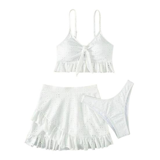 

3 шт./компл. сексуальный женский комплект бикини, летний бюстгальтер с оборками и вырезом на бретелях S белый