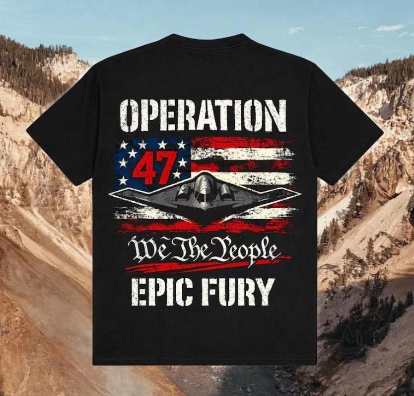 Funny - Operation Epic Fury Shirt, Fictional Military Style Eagle Emblem T-Shirt S