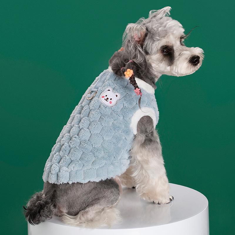 Popular Warm Checkered Fleece Dog Sweater - Comfortable, Thickened, Close-Fitting Vest for Spring, Autumn, and Winter.