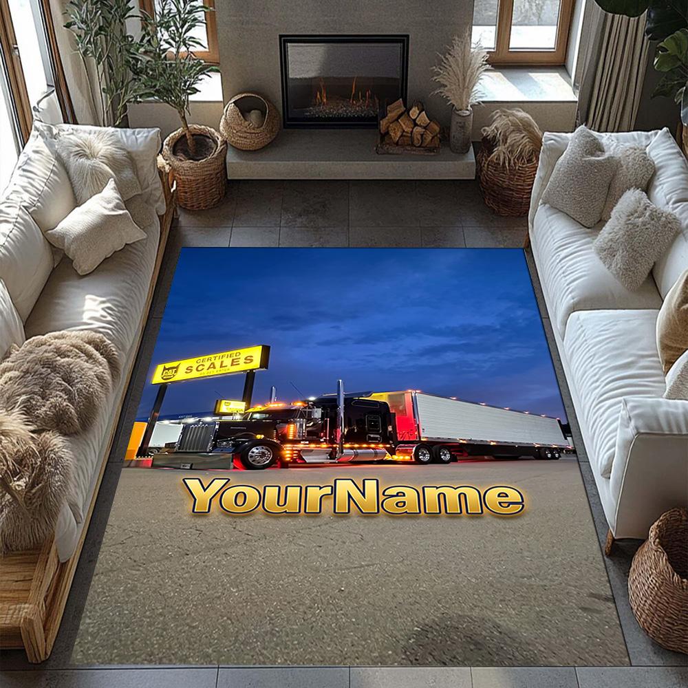 Kw Heavy Trucks Customizable Name Floor Mat Perfect for Hallway Bedrooms Outdoor Entryway Anti-slip Rug Decorate Offices