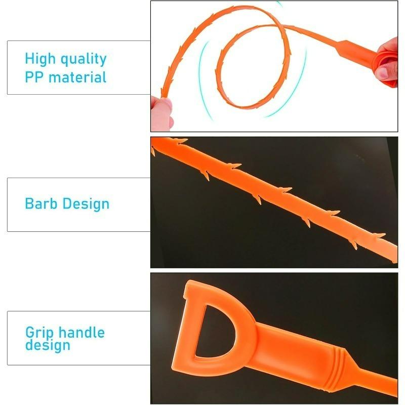 For 4 Pack Drain Snake Hair Remover Tool - Reusable Plumbing Unblocker for Kitchen, Bathroom, Shower, Toilet and Sink