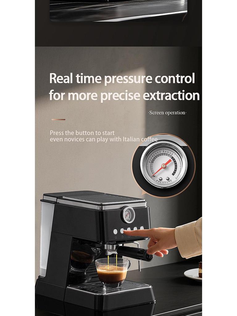 New Semi-Automatic Espresso Machine with Milk Frother & Pressure Gauge