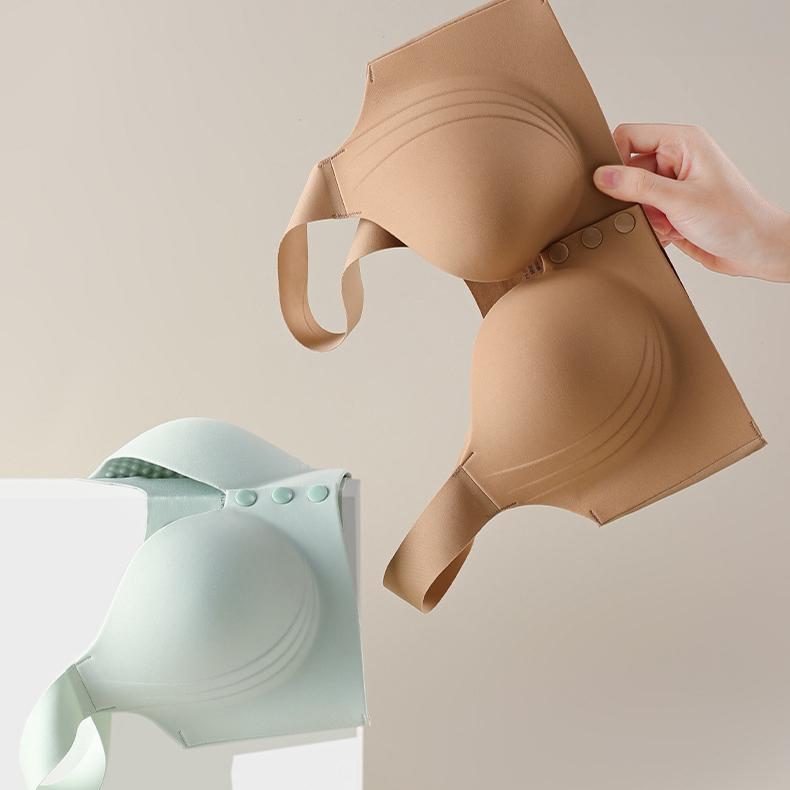 Seamless Underwear Women's Front-buttoned Bra No Underwire Gathering Bra Thin Vest Bra Push Up Bra