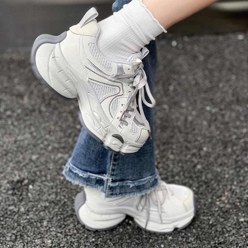 Casual Style Platform Dad Shoes Women's 2026 Mesh Breathable Casual Shoes Lace-up Heightening Versatile Sports Shoes
