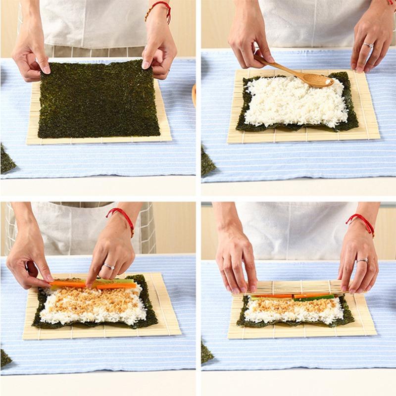 Kit per Arrotolare Sushi 2 Pezzi, Tappetino in Bambù per Sushi per Principianti, Sushi Fai-da-te a Casa