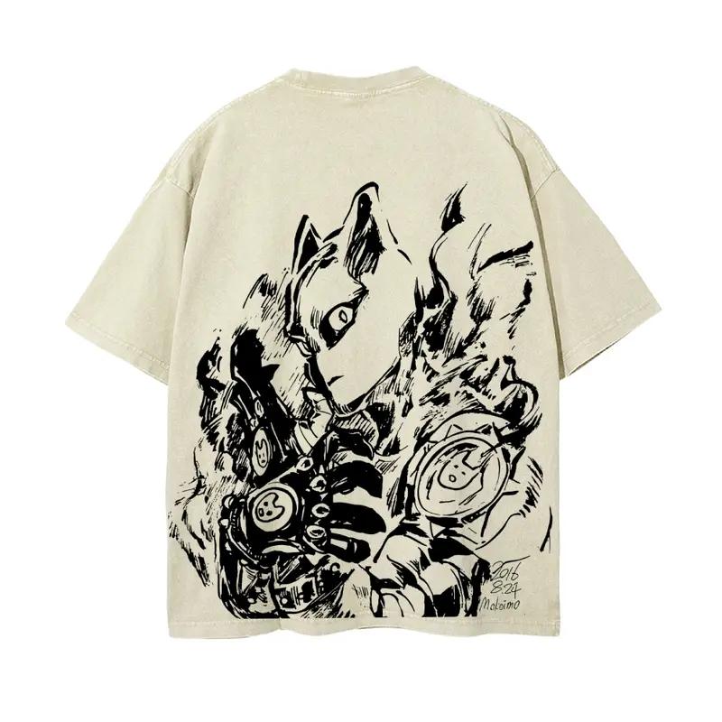 

Футболка JoJo s Bizarre Adventure Killer Queen Аніме Графічна Футболка Вінтажні Прані Футболки Чоловічий Одяг Бавовняні Топи Високої Якості M бежевий