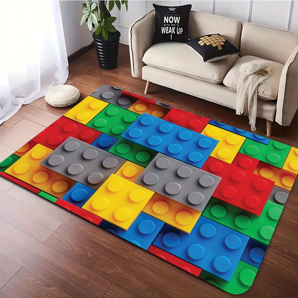 Bunter Baustein Teppich Kinder Spielmatte Wohnzimmer Teppiche Schlafzimmer Nachttisch Weicher Teppich Kinderzimmer Krabbelbodenmatte Flur Teppich
