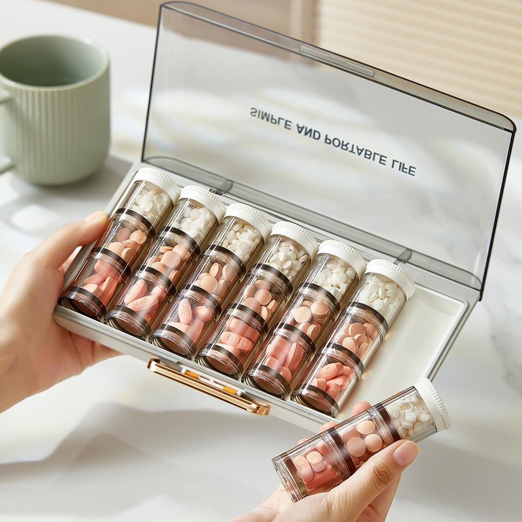 Travel Pill Organizer: Three-Meal Portable Medication Reminder Box with Early, Midday, Evening Compartments