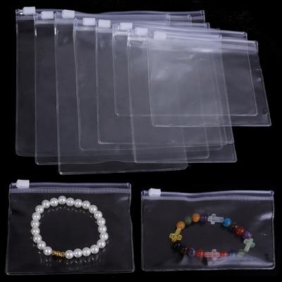 10ks PVC Průhledný Zipový Sáček Plastové Sáčky na Ukládání Šperků Pro Domácí Šperky Náušnice Náramky Náhrdelníky Dárky Balicí Sáček