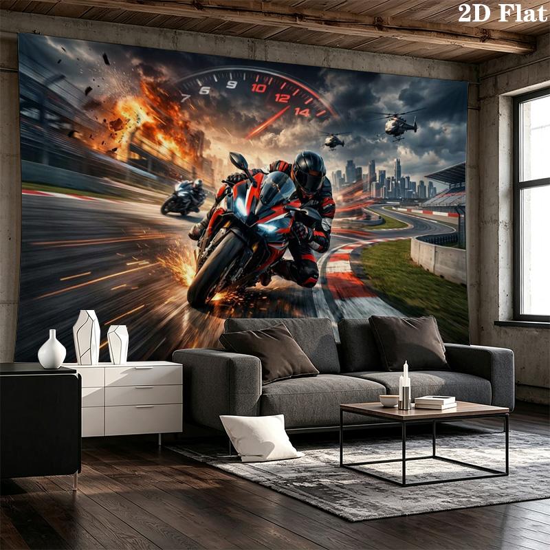 Moto Art Wall Tapestry Aesthetic Wall Hanging Printed Fabric Blanket Decorative Tapestries for Bedroom Living Room Home Decor