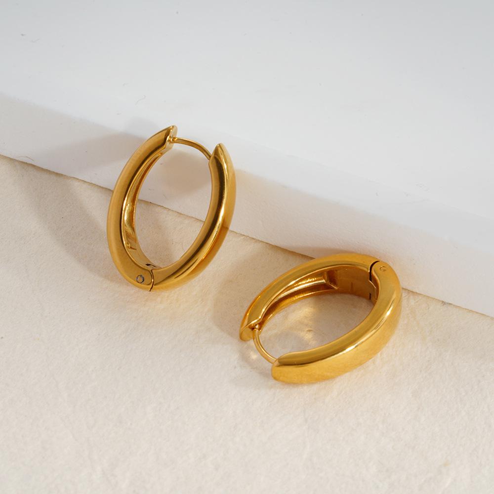 18K Gold Geometric Earrings, Light Luxury, Stainless Steel, Colorfast Titanium Steel Jewelry