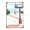 Livigno Skiën Landschap Metalen Plaat Poster Retro Bar Muur Decoratie Keuken Creëren Blikken Bord Poster