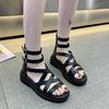 New Summer Versatile Student Fairy Style Flat Bag Heel Sandals Women's Cross Strap Roman Shoes Ins