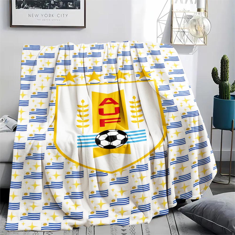 1Pc AUF Logo Uruguay Print Flannel Blanket High Quality Warm Comfortable Cover for All Seasons Perfect for Gifts Home Decor