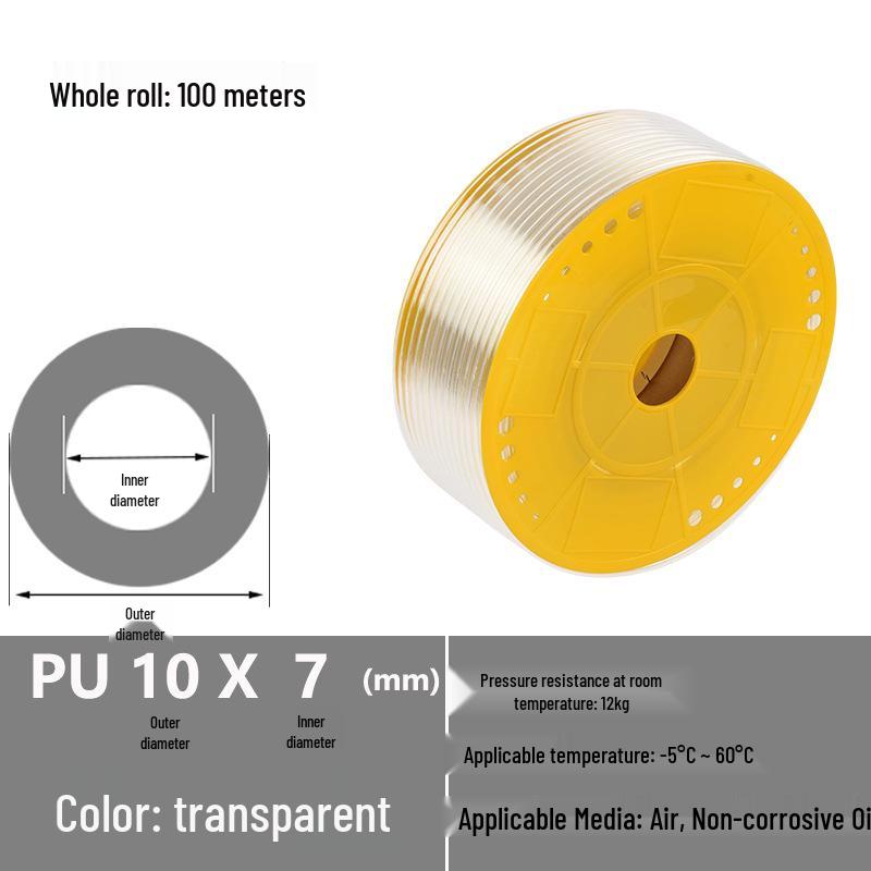 Transparent High-Pressure Pneumatic Air Hose: 8x4.5, 6x3.7, 9x6, 12x9 Sizes