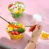 Double-layered Glass Salad Bowl with Dried Flowers