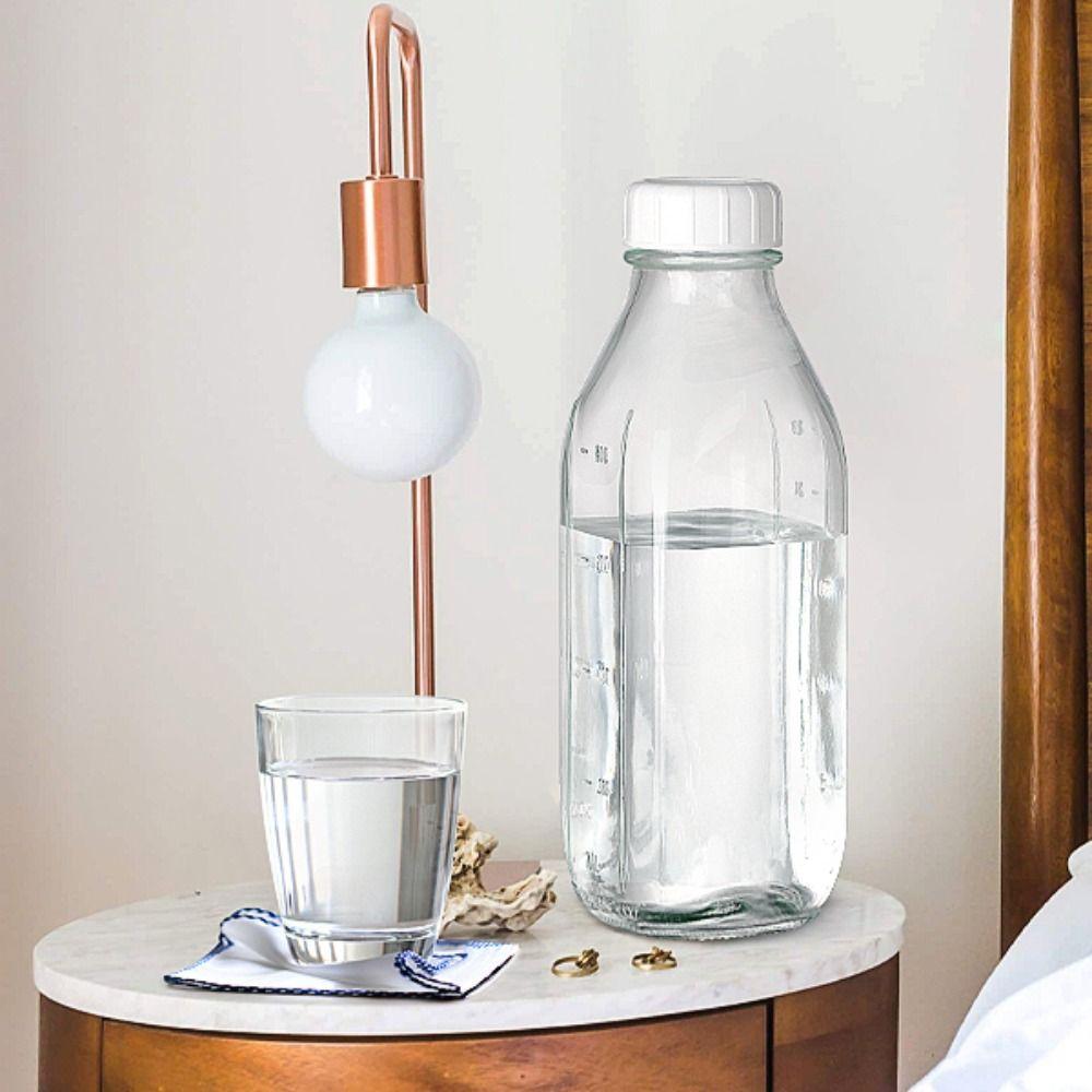 2PCS Sealed Glass Juice Bottle Transparent Glass Water Jug Creative Milk Pitcher  Buttermilk