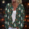 Women's Fashion Halloween Print Long Sleeve Knit Cardigan with Button Front - Casual Coat for Daily Wear and Holiday Parties