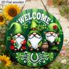 2D Flat, 1pc St. Patrick's Day Welcome Sign, Green Clover Gnome Wooden Ornament, Perfect for Patio Wall Front Door and Hallway Hanging Decoration