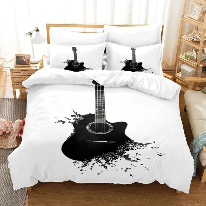 Beding Set Adult Peoples Winter Music, Guitar Comfortable Quilt Cover Set Children Kids,twin Ful Quen King Bedrom Set Home Textile House De Couete