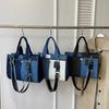 Denim Bag Color Block Women's Tote Bag Large Capacity Shoulder Crossbody Bag