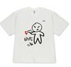 2026summer Retro Korean Fashion Cute Angry Cartoon Tshirt Korean Text Print Versatile Casual Top Unisex Clothes White Minimalist