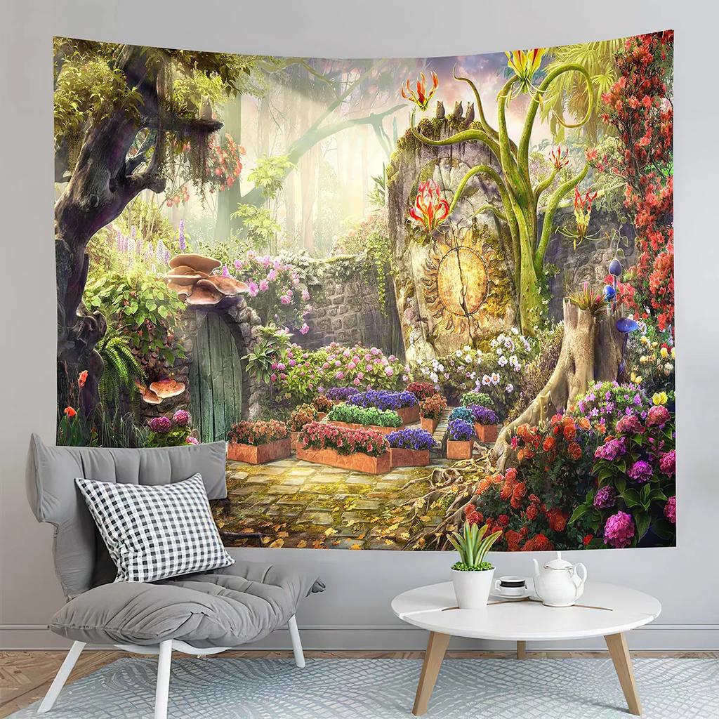Fairy Tale Forest Tapestry Natural Tree of Life  Elf  Home Living Room Bedroom