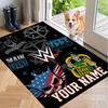 Custom Name WWE LOGO Crystal Velvet Floor Rug Personalized Text Soft Carpet Home Decor