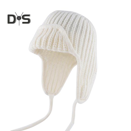 Унисекс зимняя шапка вязаная толстая теплая ветрозащитная однотонная защитная шапочка — фото 3