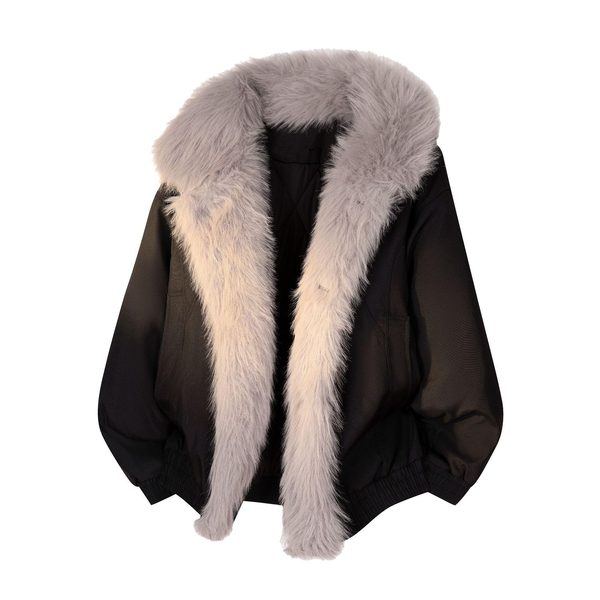 

Men s Trendy Winter Jacket - Long Sleeve, Leather and Fur, Thickened Fur Collar, Short Mountain Seat Style. M чорний
