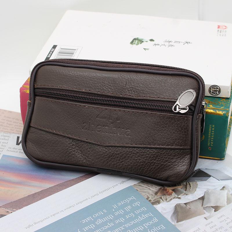 

Cowhide Leather Waist Phone Pouch - Men s 6.7 Clip-on Case for Elderly Worker