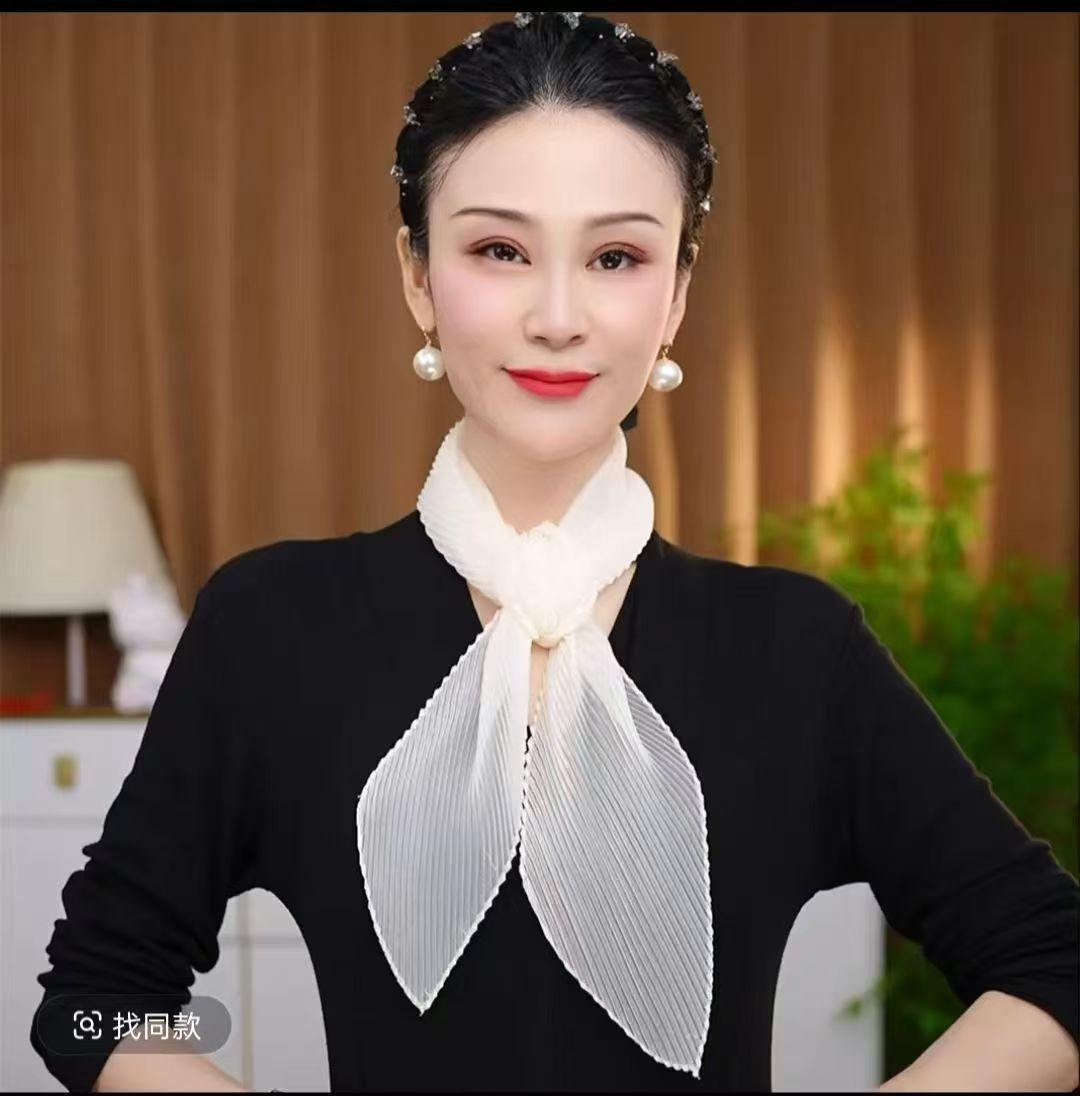 

Crinkle Pleated Square Scarf Decorative Solid Color Crinkle Scarf Shawl Women Hijab Neckerchief Headscarf Thin Hair Tie Band
