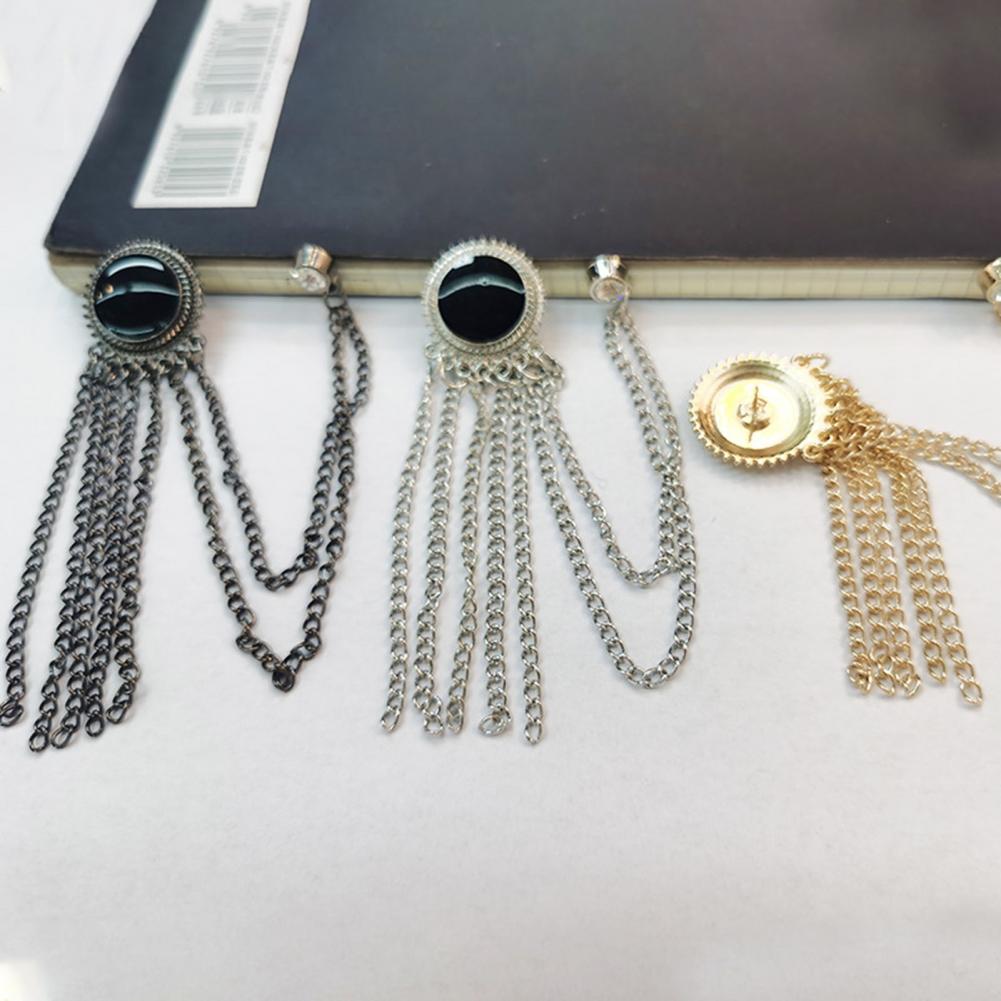 Retro Brooch Vintage Navy Style Chain Tassel Rhinestone Brooch for Preppy School Fashion Decorative Pin for Hats Bags Coats