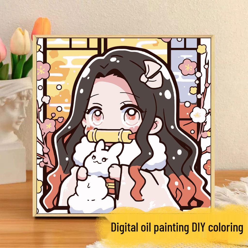 Kit Pittura ad Olio Digitale Anime Demon Slayer Fai da Te per Bambini