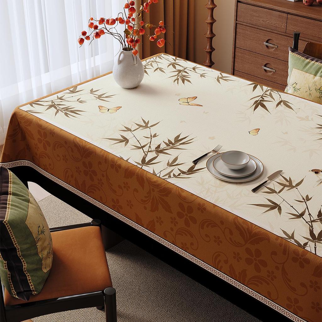 Vintage-Style Waterproof Oil-Proof Tablecloth, Wash-Free Rectangular Cover for Dining and Coffee Tables