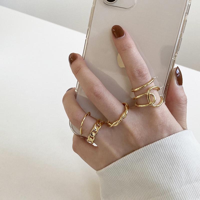 Mode Vintage Gold Ringe Set Twist Hohl Kreuz Ring für Frauen Schmuck Zubehör