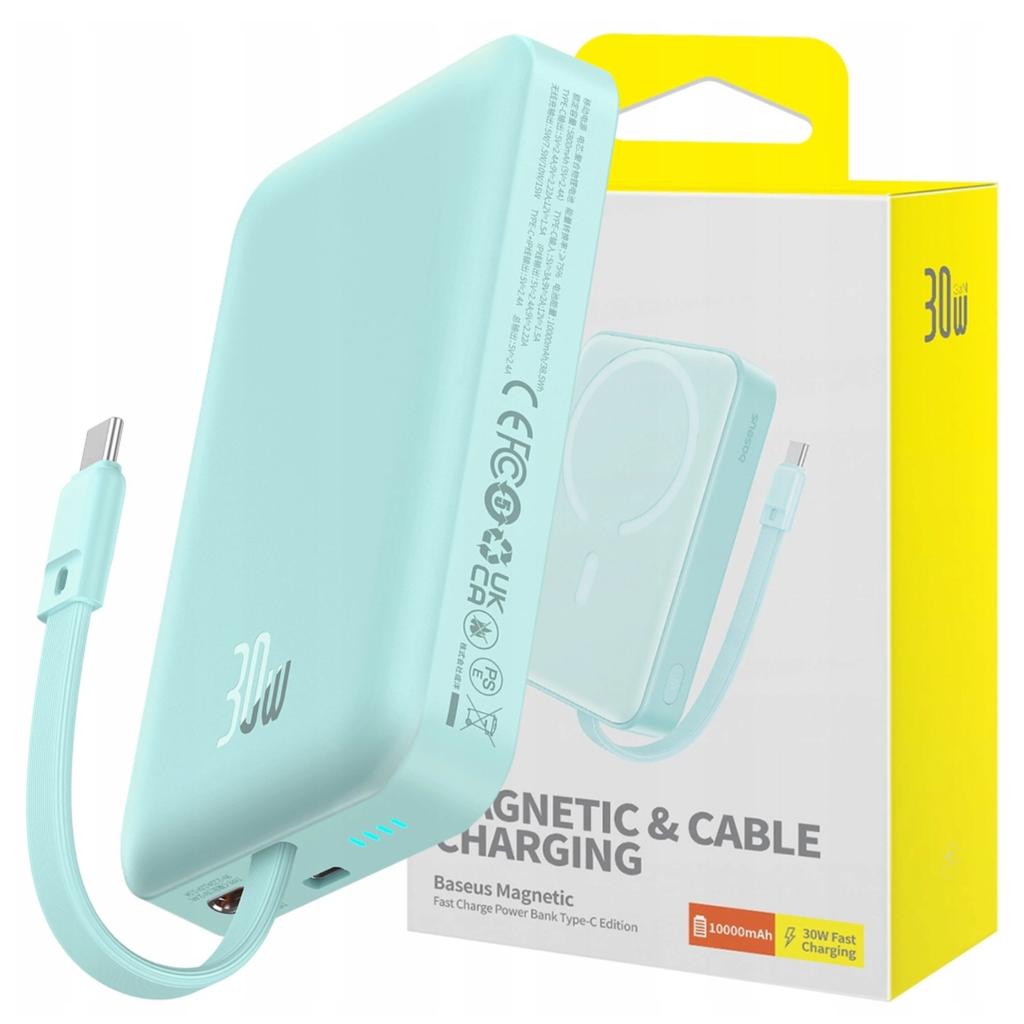 Powerbank Magnetyczny Baseus Magnetic Mini 10000Mah, Usb-C 30W Magsafe (Niebieski)