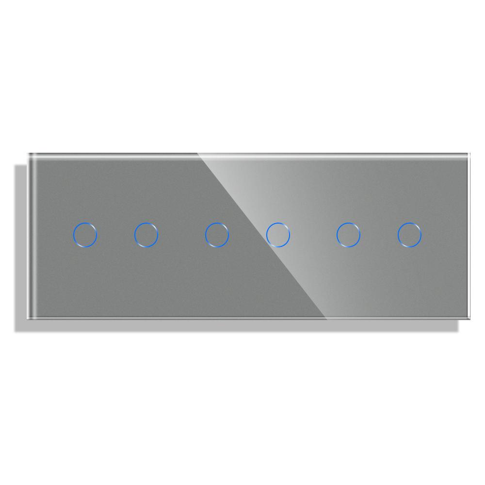 Bingoelec 6 Gang WIFI Touch Wall Switch Tuya Alexa Echo IFTTT 2+2+2 Gang Smart Life Control Touch WIFI Smart Switch 86mm*228mm&Eu Standard серый
