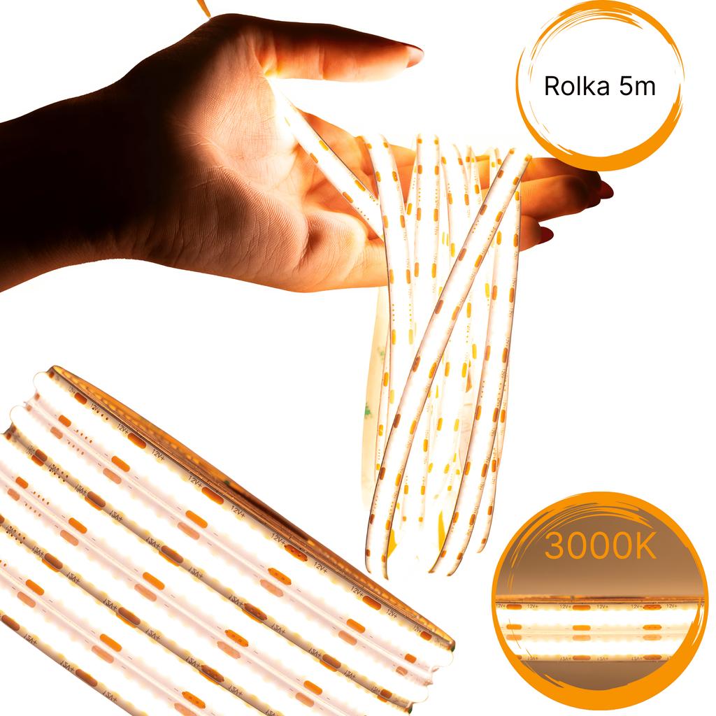 Led Strip Cob 12V 5M 40W Rolls Neon Strip Warm Line 800Lm/M 8W/M Strong